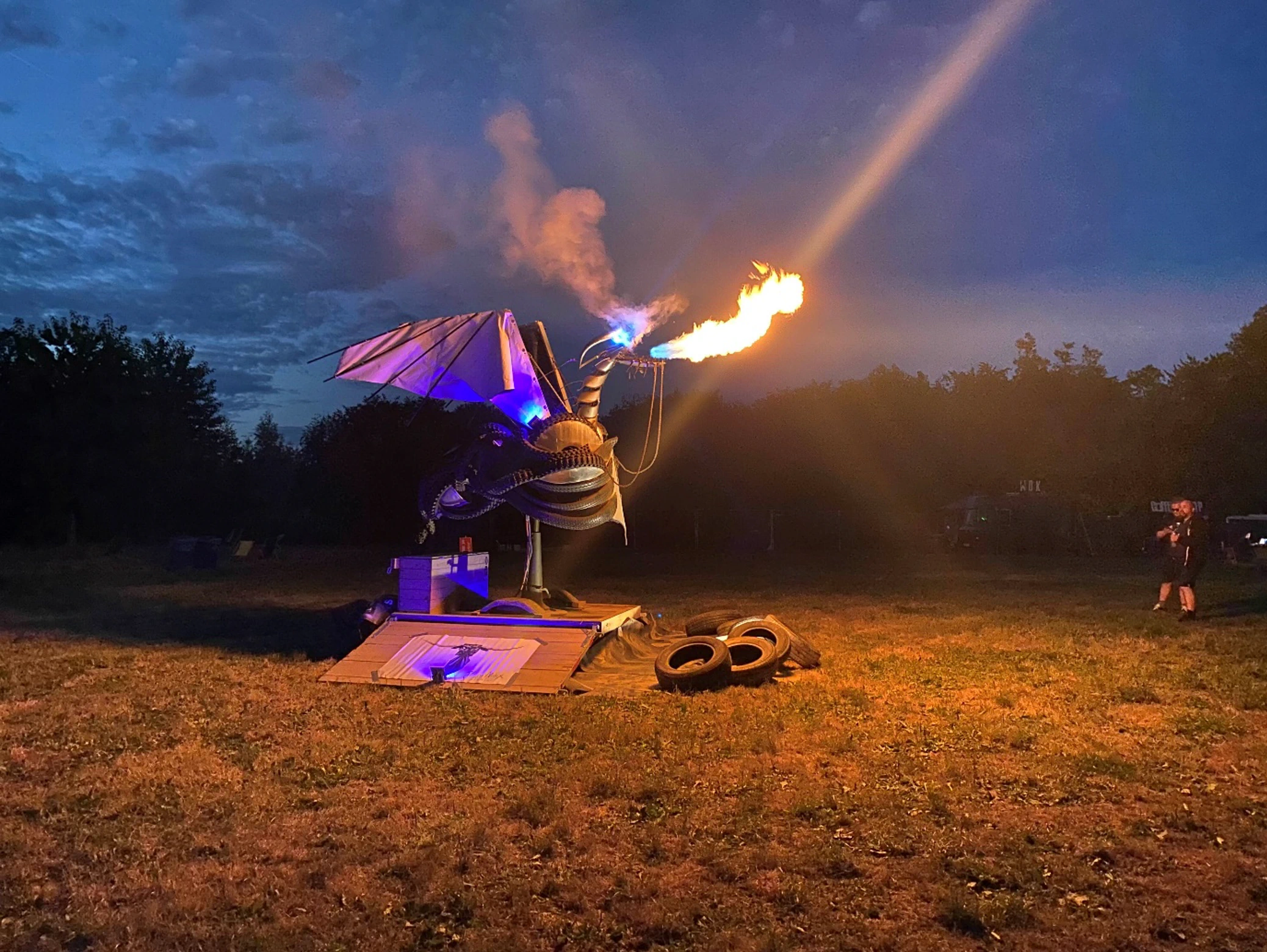 An animated mechanical dragon was on display for a night.